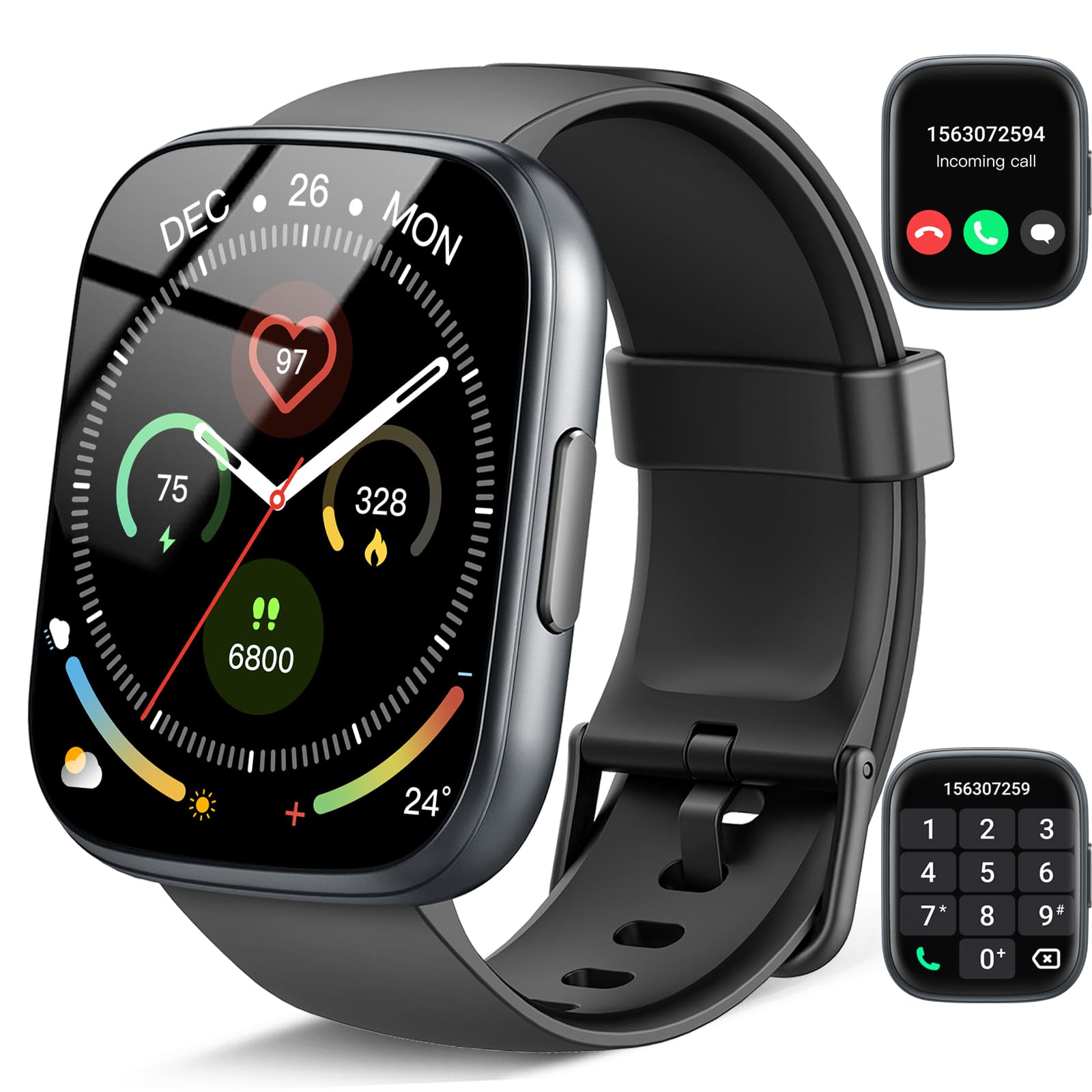 Smartwatch Herren Damen, 1.95" HD Smart Watch mit Bluetooth Anruf, Fitness Tracker mit Herzfrequenz/Schlafmonitor/Schrittzähler, 120+Trainingsmodi Sportuhr, IP68 Wasserdicht Fitnessuhr für Android iOS