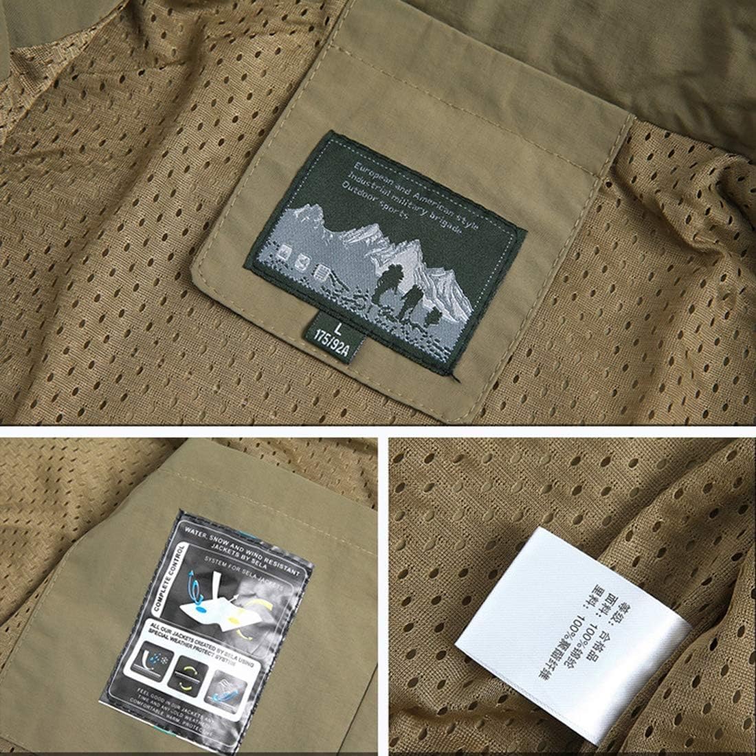 Herrenwesten Outdoor, Lässige Leichte Weste Mit Mehrfachtasche, 100% Baumwolle Multifunktionsarbeit Für Reisen Fotografie Camping Jagd, Khaki, XL