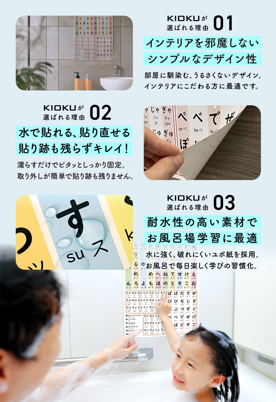 Amazon.co.jp: KIOKU ひらがな カタカナ 防水 ポスター 日本製