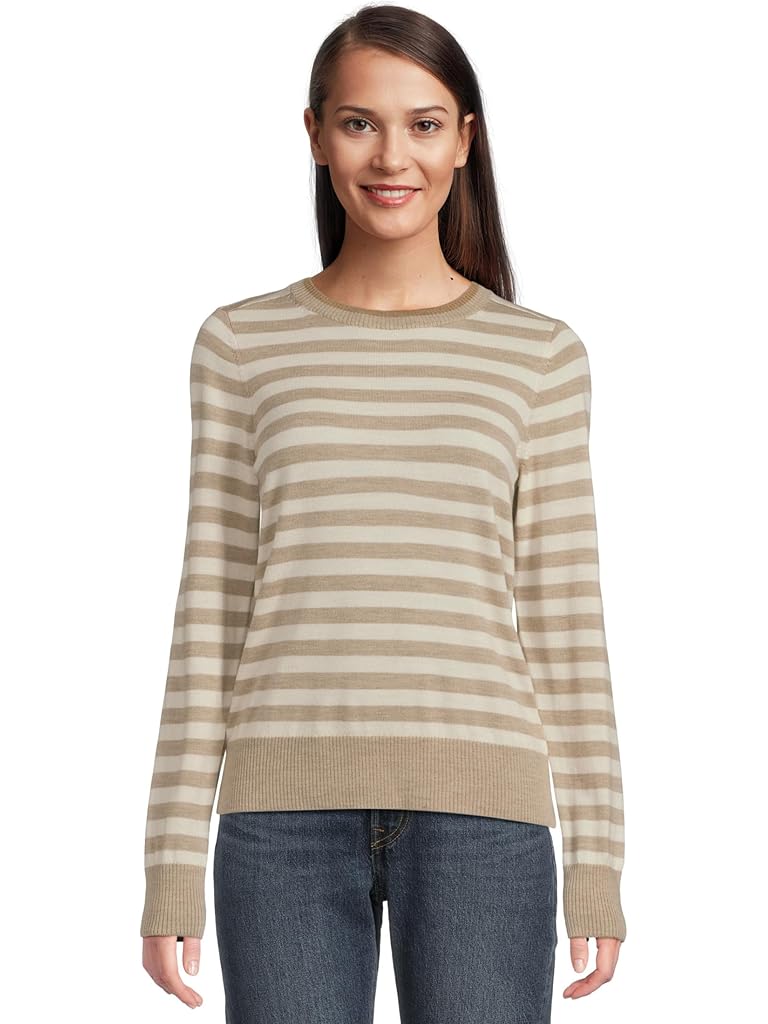 White L.L.Bean Essential Merino Wool Crewneck Sweater