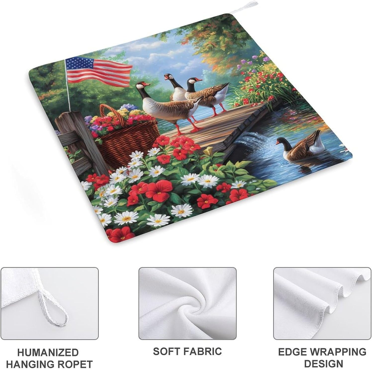 USA Flag Goose Flower Towel Hand Towels Decorative Towel for Bathroom Kitchen Shower Gym 4PCS