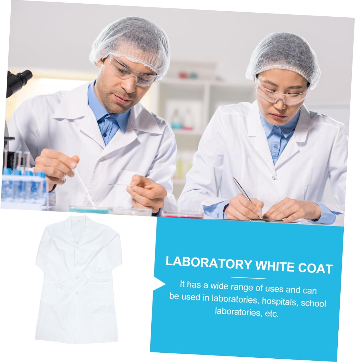 Ciieeo Breathable Long Sleeve Coat for Professionals White Lab Coat with Pocket Design Comfortable Material for Doctors and Nurses for Laboratory Use Unisex