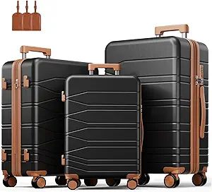 3 Piece Luggage Set, Expandable Luggage Sets with Spinner Wheels 21/25/29 Inch, ABS+PC Hardshell Suitcases, Suitcase Set with YKK Zipper, TSA Lock & 3 Tags