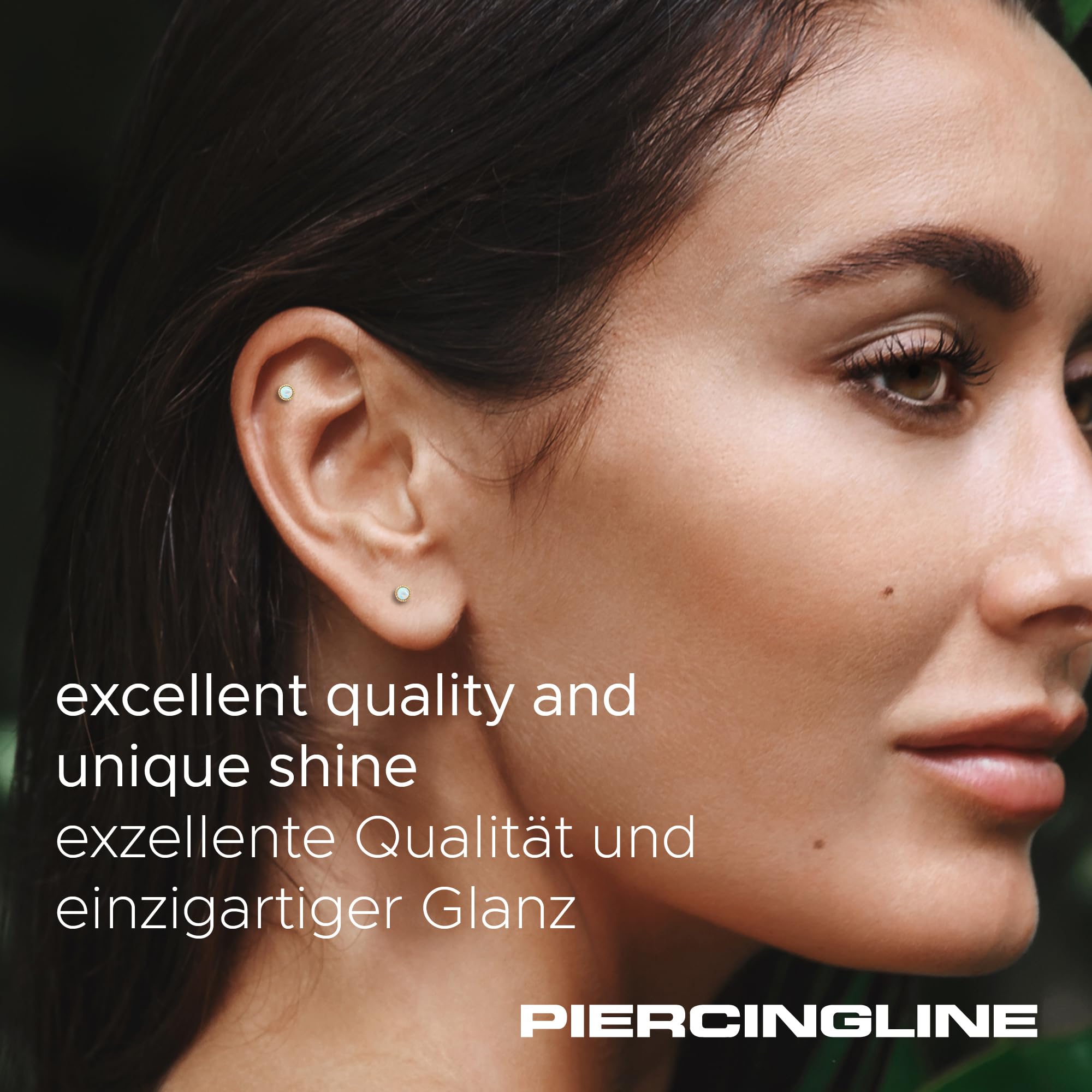 PIERCINGLINE Piercing de oro de 14 quilates con rosca interior SYNTH, ópalo, color y tamaño a elegir