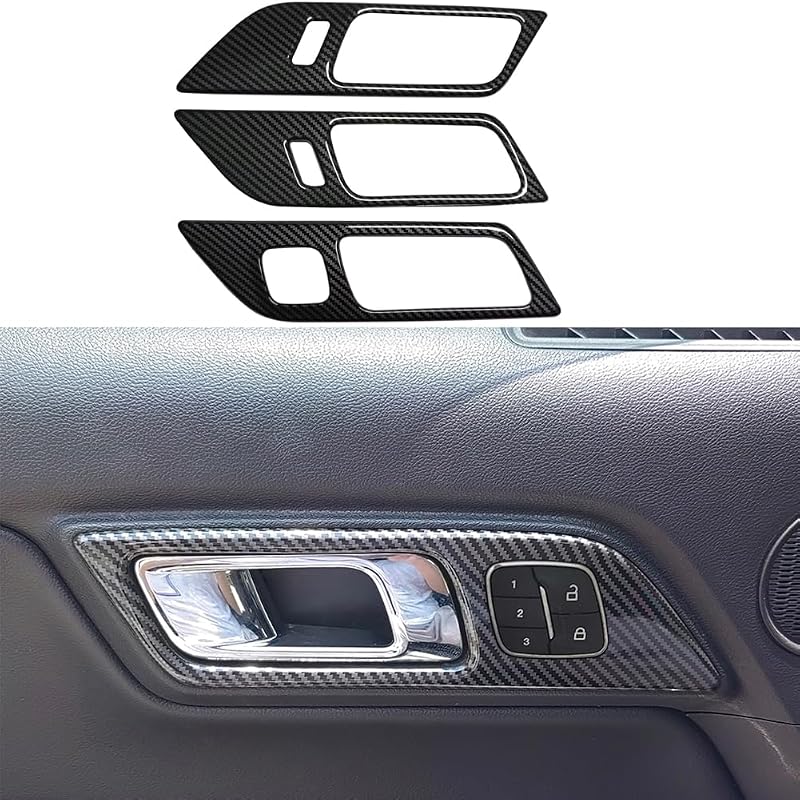 Moldura de acabamento do botão da trava da porta AOKIO para Ford Mustang 2015 a 2024 – 3 peças