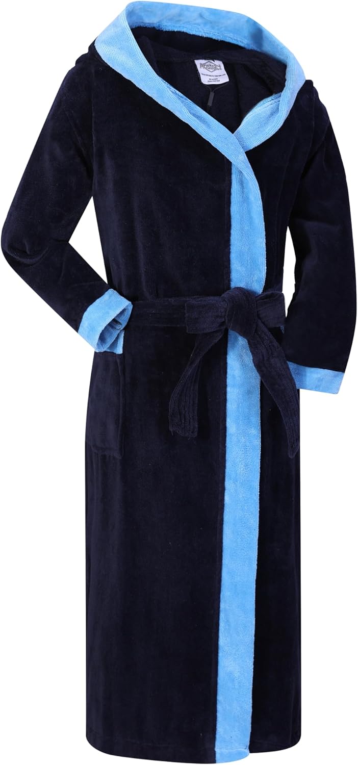Abstract Cotton Robe - Boys Bathrobe - Terry Cloth Shower Robe Kids - Towel Bathrobe for Toddler to Teens - Hooded Robes with Velour Finish - 100% Cotton