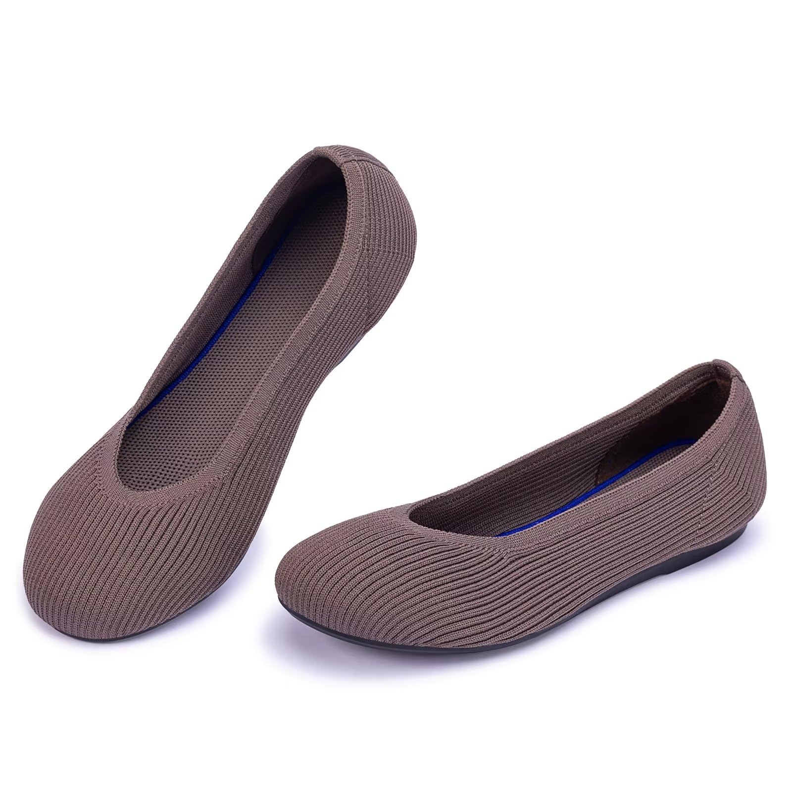 Frank Mully Women's Ballet Flats Round Toe Walking Flats Slip On Work Shoes Knitted Flats Shoes for Woman Soft Lightweight