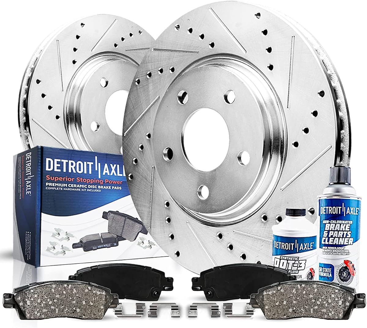 Front Brake Kit for Chrysler Town & Country Voyager Pacifica | Dodge Grand Caravan Journey Ram C/V, Drilled & Slotted Brake Rotors Ceramic Brake Pads Replacement 12.99" inch Rotor