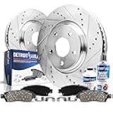 Detroit Axle - Front Brake Kit for 2006-2011 Honda Civic Drilled & Slotted Brake Rotors and Ceramic Brakes Pads 2007 2008 2009 2010 Replacement
