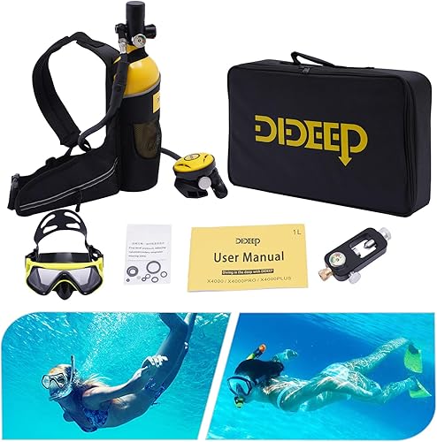 Miniatura 3 de mignonnememe Mini tanque de buceo de 1L0.9qt Cilindro de buceo portátil Kits de tanque de oxígeno 15-20 minutos Equipo de buceo submarino para mini