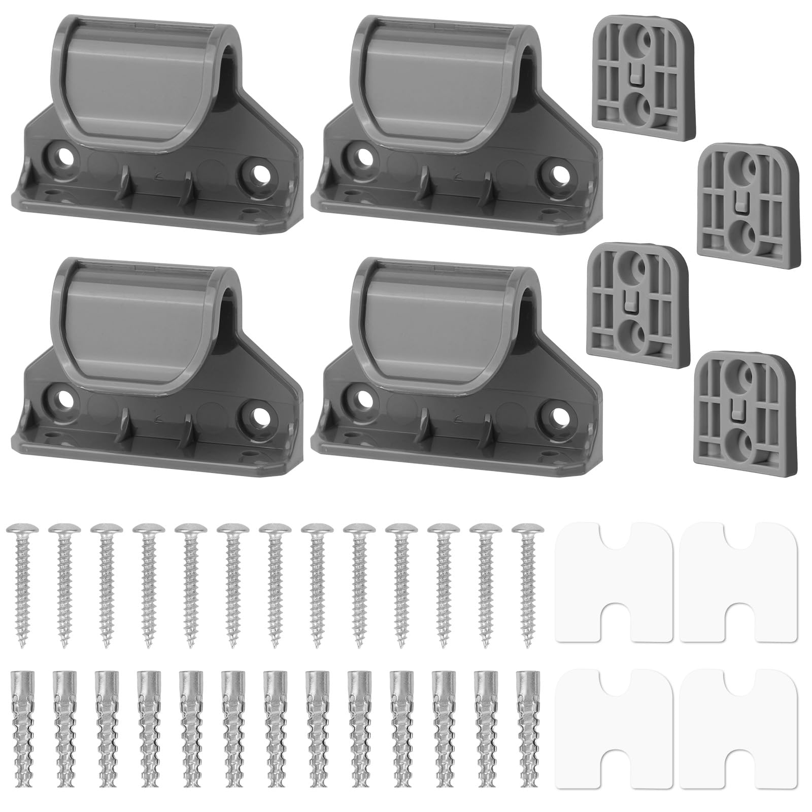 2 Sets Baby Gate Replacement Parts, Extension Mounting Accessories with 4 Latches 4 Brackets & Screws for Mesh and Retractable Baby Gate Wall Mounting Hardware Set (Gray)
