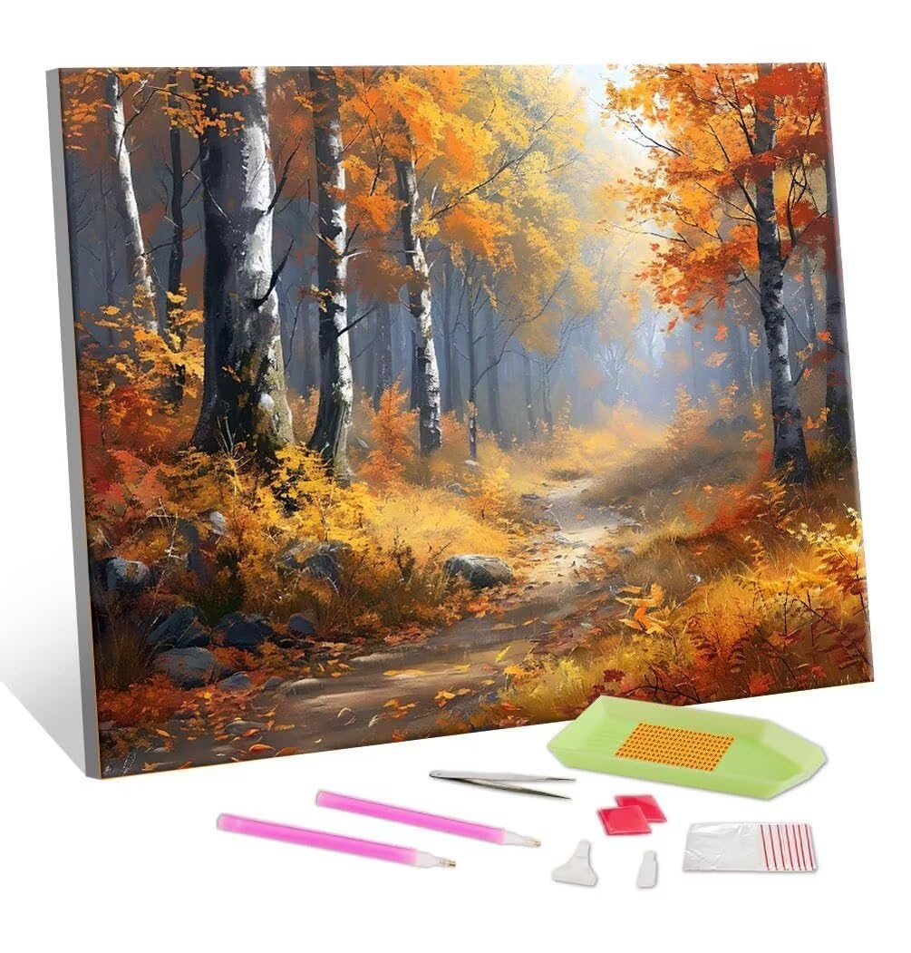 DIY Malarstwo diamentowe 5D, sztuka diamentowa, jesienny las, zestawy dla dorosłych, sztuka ze strasu, haft, artykuły rzemieślnicze, dla dzieci i dorosłych, idealna dekoracja ścienna do domu,