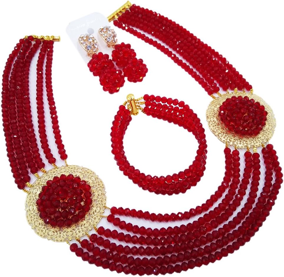 African Jewelry Sets for Women Nigerian Beads Jewelry Set Bridal and Earrings