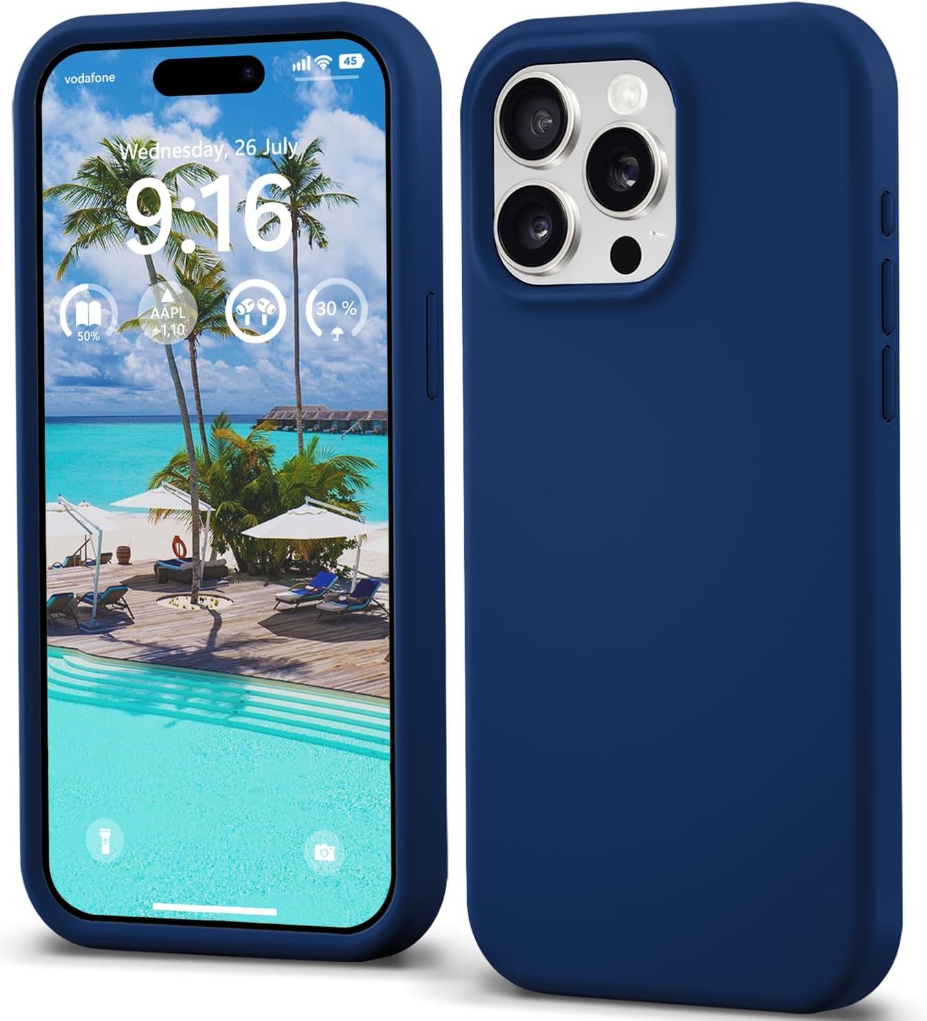 Case for iPhone 15 Pro Blue Slim Fit Soft Back TPU Cover Flexible Silicone Cover Matte for iPhone 15 Pro by Emodil ® (Blue)