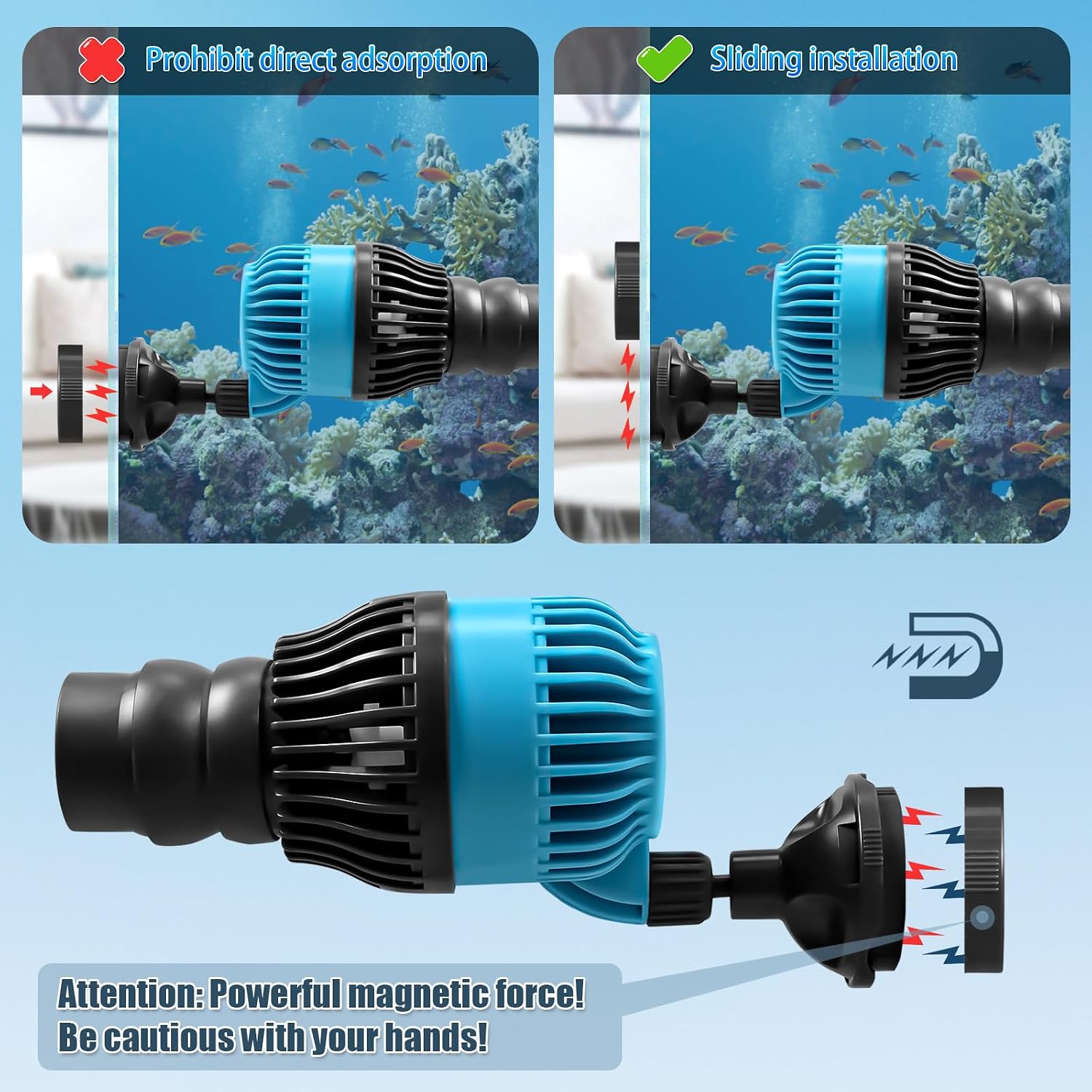 LYPHARD AQUARIUMS Wave Maker for Aquarium Tank, 4760GPH Power Head 80-120 Gallon Circulation Pump Ultra Silence, 360° Rotating Fish Tank Submersible Water Pump, Dual Wave