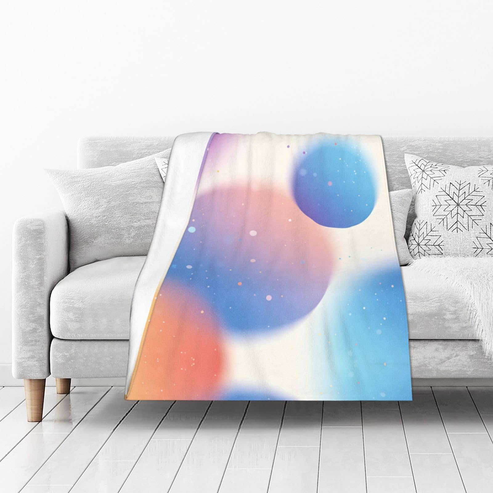 DUYIOKH Soft Gradient Bokeh Circles Print Thick Throw Blanket, Blanket for Couch Bed Warm Travel Blanket for Camping Movie Night