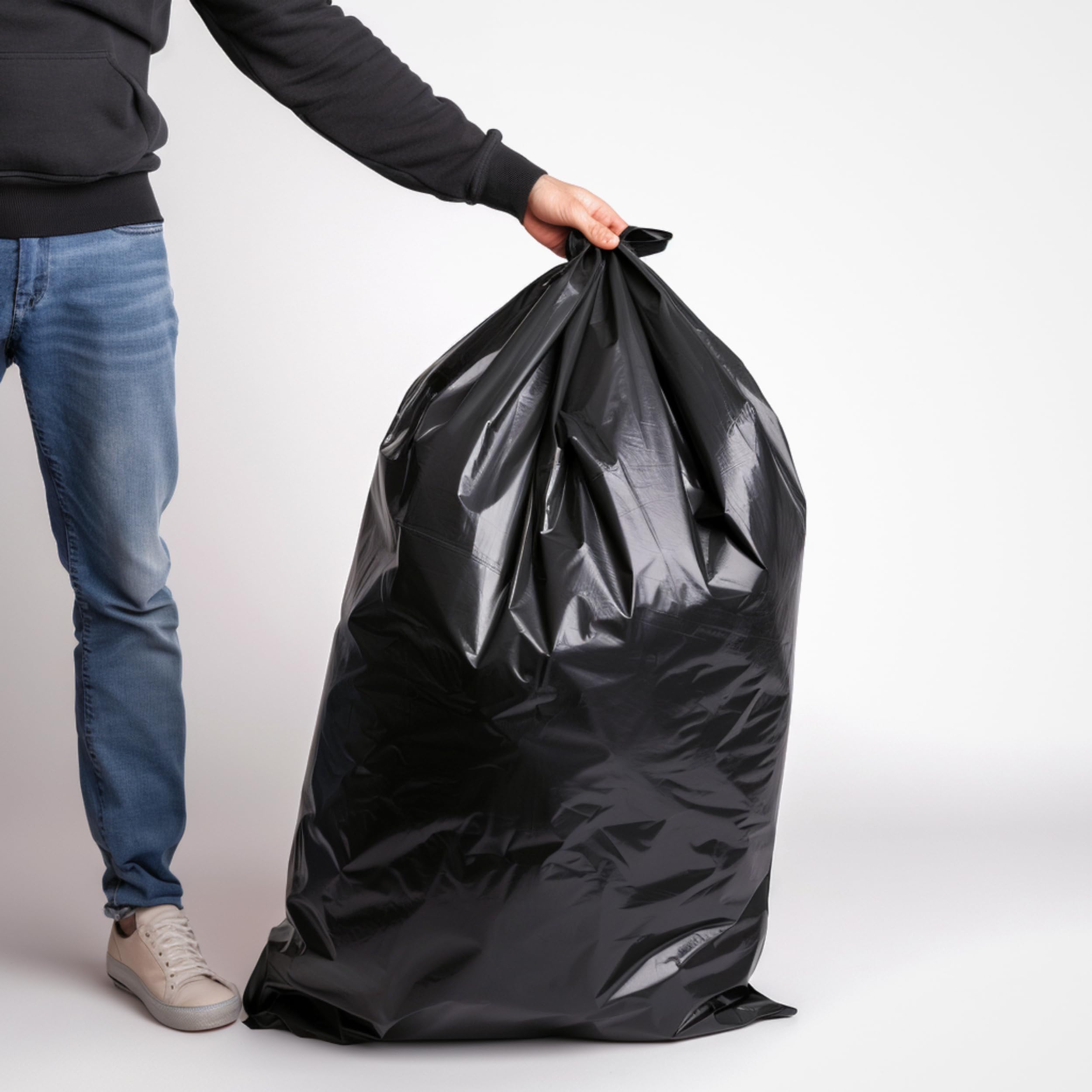 FRIO 200 große schwarze Müllsäcke, 150 Liter, Müllbeutel für Gemeinschaftsmüll, Vorratspack für Mülltrennungstonne, mit Verschlussbändern; Müllsäcke 80x120 cm, mehrschichtig, reißfest