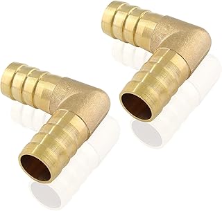 Zorfeter 2 Pack Brass Hose Barb Fitting 5/8" 16mm Hose ID/Hose Barb 90 Degree L Right Angle Elbow Barbed Brass Fitting