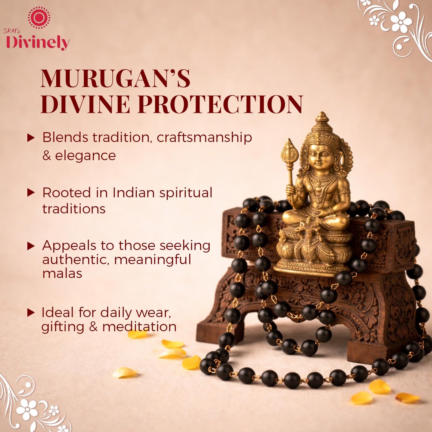 Divinely 100% Natural Karungali Malai Original 6mm | Certified Copper Thread Karungali Mala 54+1 Beads | Black Ebony Wood Necklace for Japa, Meditation & Spiritual Balance | Free Yoga eBook & 30-Day Warranty 4