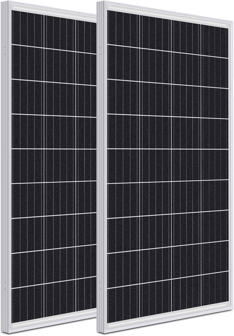 WEIZE 200 Watt 12 Volt Monocrystalline Solar Panel, 2 Pack of 12V 100W High-Efficiency Monocrystalline PV Module for Home, Camping, Boat, Caravan, RV, and Other Off-Grid Applications : Garden & Outdoor