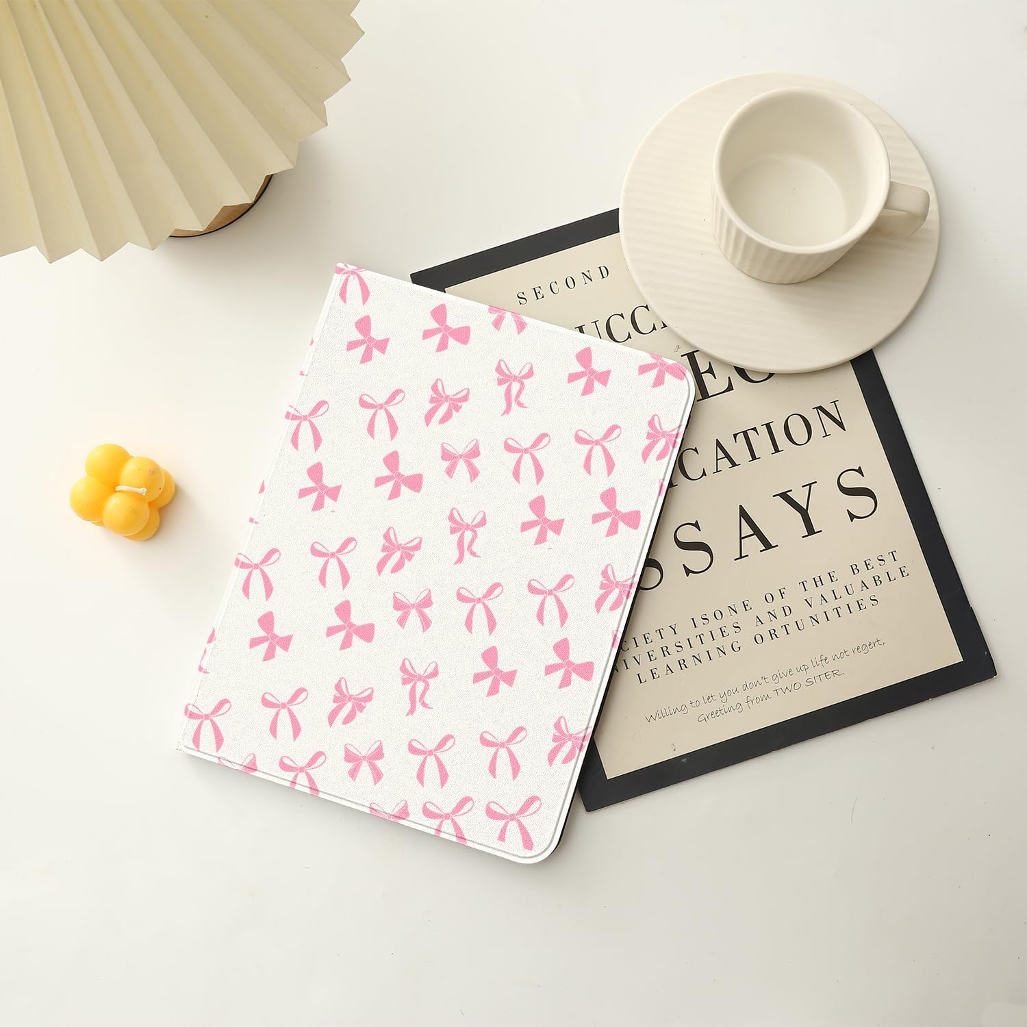 JOYLAND for iPad Pro 12.9 inch 2022/2021,Cute Bow Case Anti-Scratch Shockproof Premium Folio Stand Case with Pencil Holder,for iPad Air 13 Inch 2024