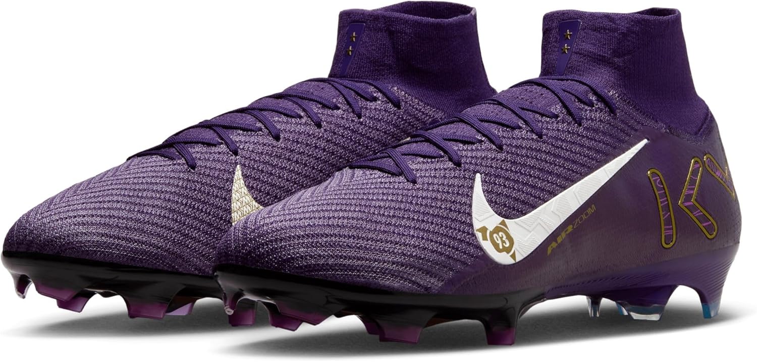 Nike Mercurial Superfly 10 Elite Kylian Mbappe FG High-Top Soccer Cleats (FQ8692-500, Grand Purple/Pale Ivory) Size