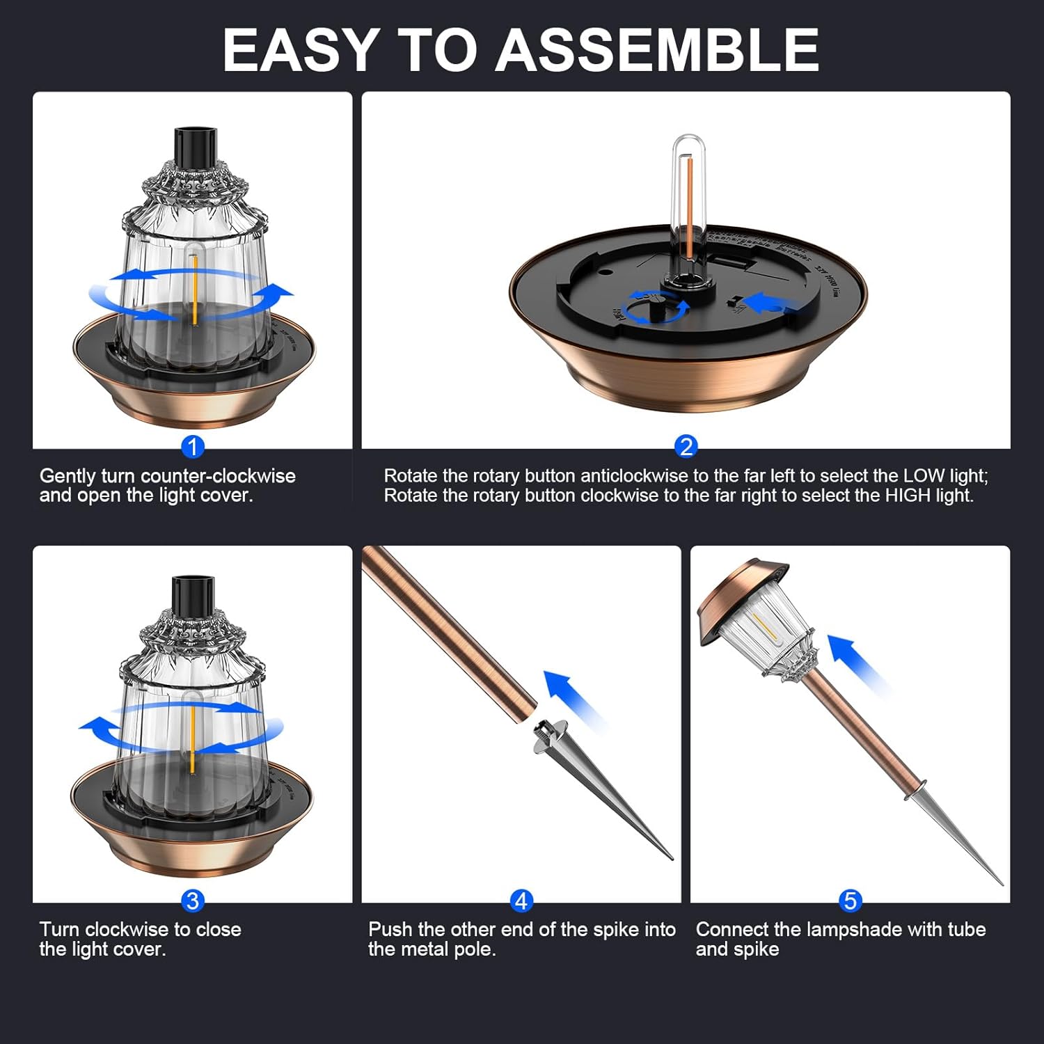 XMCOSY+ Solar Pathway Lights Outdoor - 6 Pack Solar Lights Outdoor Waterproof, 10-40 LM Dimmable Auto On/Off Solar Outdoors Lights Yard Garden Walkway Driveway (Warm White) - Image 7