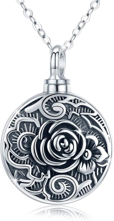 Waysles Rose Flower Ashes Necklace S925 