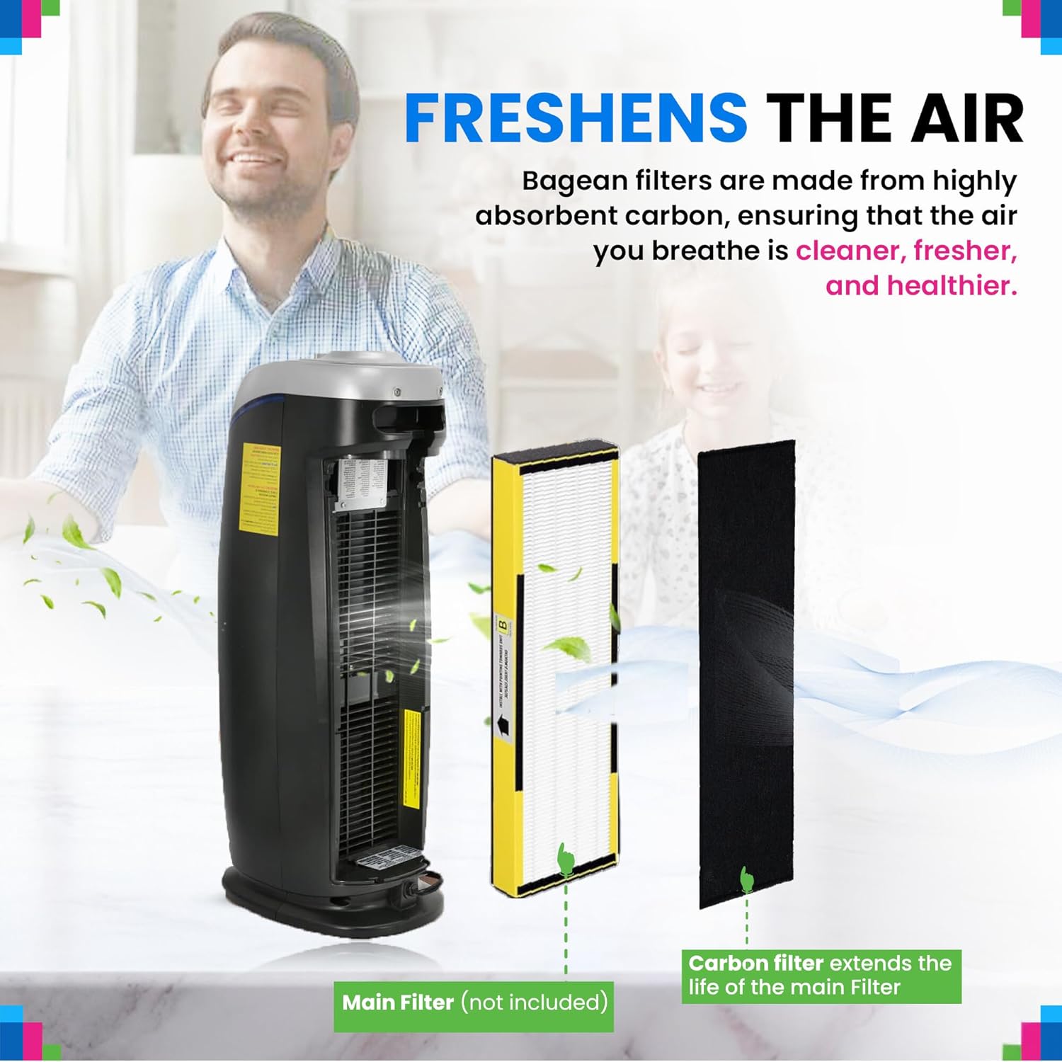 Bagean Carbon Prefilter For Filter C - Compatible with GermGuardian Air Purifier Filter Replacement - Fits Gem Guardian Models AC5000E AC5300B AC5350B CDAP5500 - Absorbs Odor & Freshens the Air (2-Pk) - Image 5