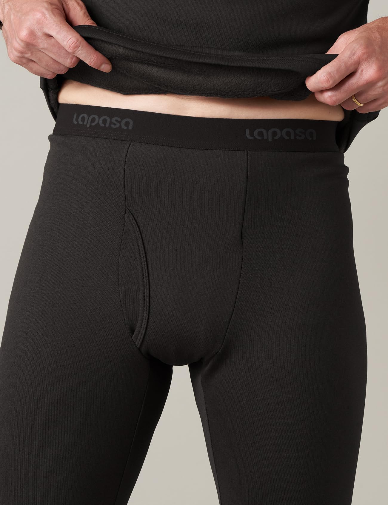 LAPASA Pacco da 2 o 1 Calzamaglie Termica Uomo Fodera in Pile Medio/Pesante Pantaloni Termici Sportivi Strato Base Biancheria Intima Leggings Caldi M10/M25/M56