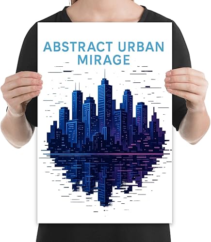 Miniatura 2 de Abstract Urban Mirage - Living Room Art - 13x19 Poster Print - Retro Neonwave Design