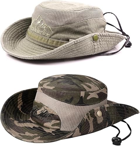 Sombreros de sol para hombres y mujeres, sombrero de pesca UPF 50 de ala ancha, sombreros Boonie para safari, playa, verano, protección UV, sombrero