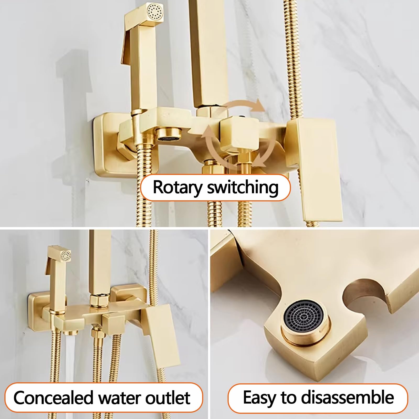 Asta Doccia con Soffione e Doccetta Altezza Regolabile Colonna Doccia con Miscelatore Oro 4 Modalità di Flusso D'acqua per Bagni Domestici e Spazi Commerciali