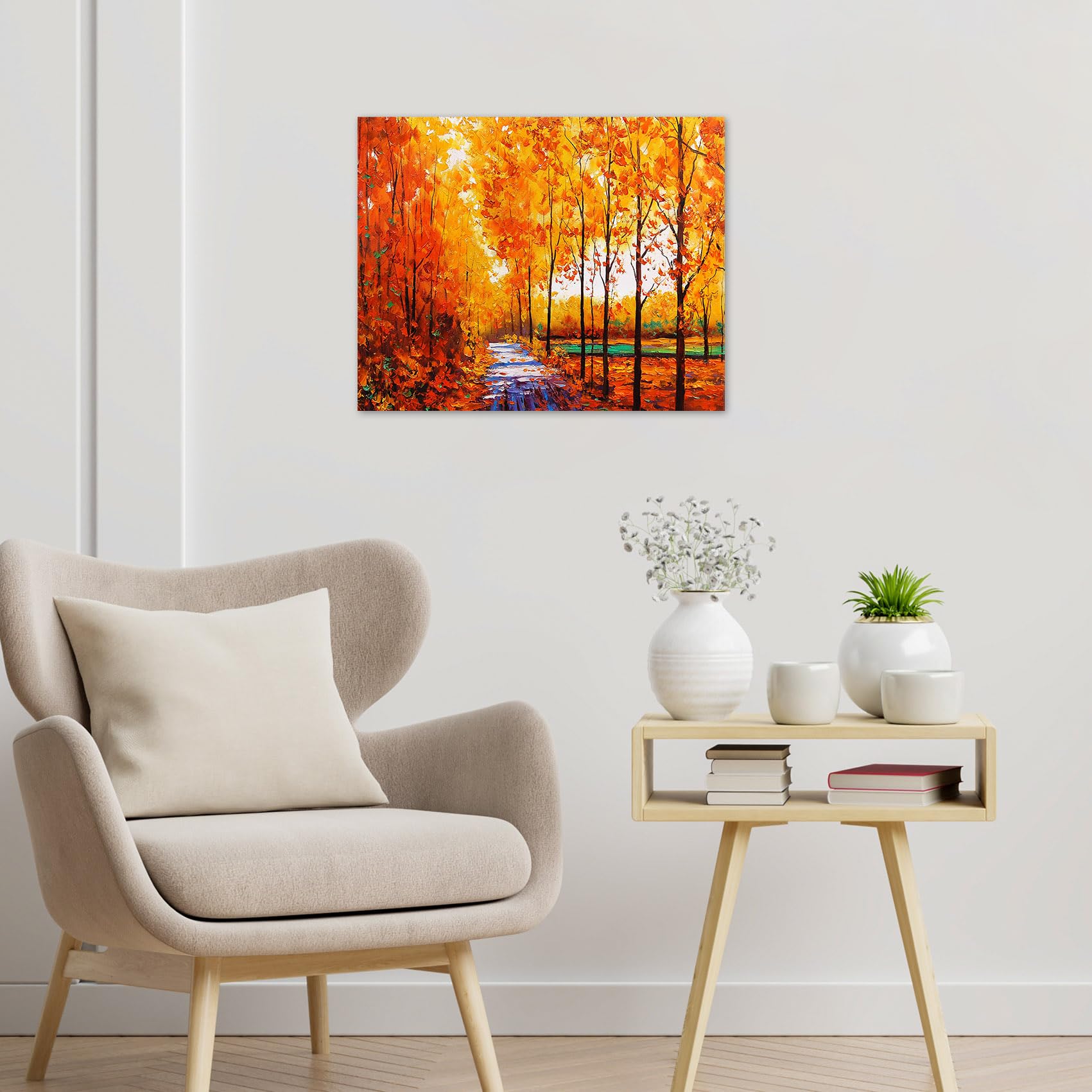 LB Autumn Maple Leaves Canvas Wall Art Fall Tree Forest Field