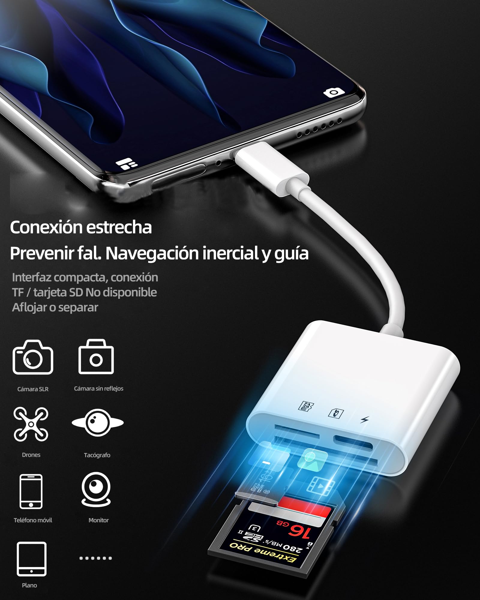 Lettore di schede SD Lightning (3 in 1) per iPhone 14 13 Pro Max, caricabatterie, cavo adattatore, lettore di schede micro SD, certificato MFI per Apple, iPad, Fotocamera, TF Memory Stick, Foto