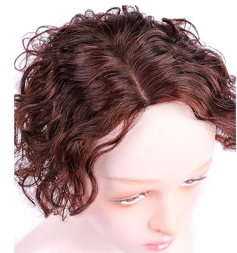 Miniatura 4 de Parte rizada en forma de U con base de seda, encaje de cabello humano corto para frente y flequillo, extensión grande de 5.1 x 5.5 in (parte
