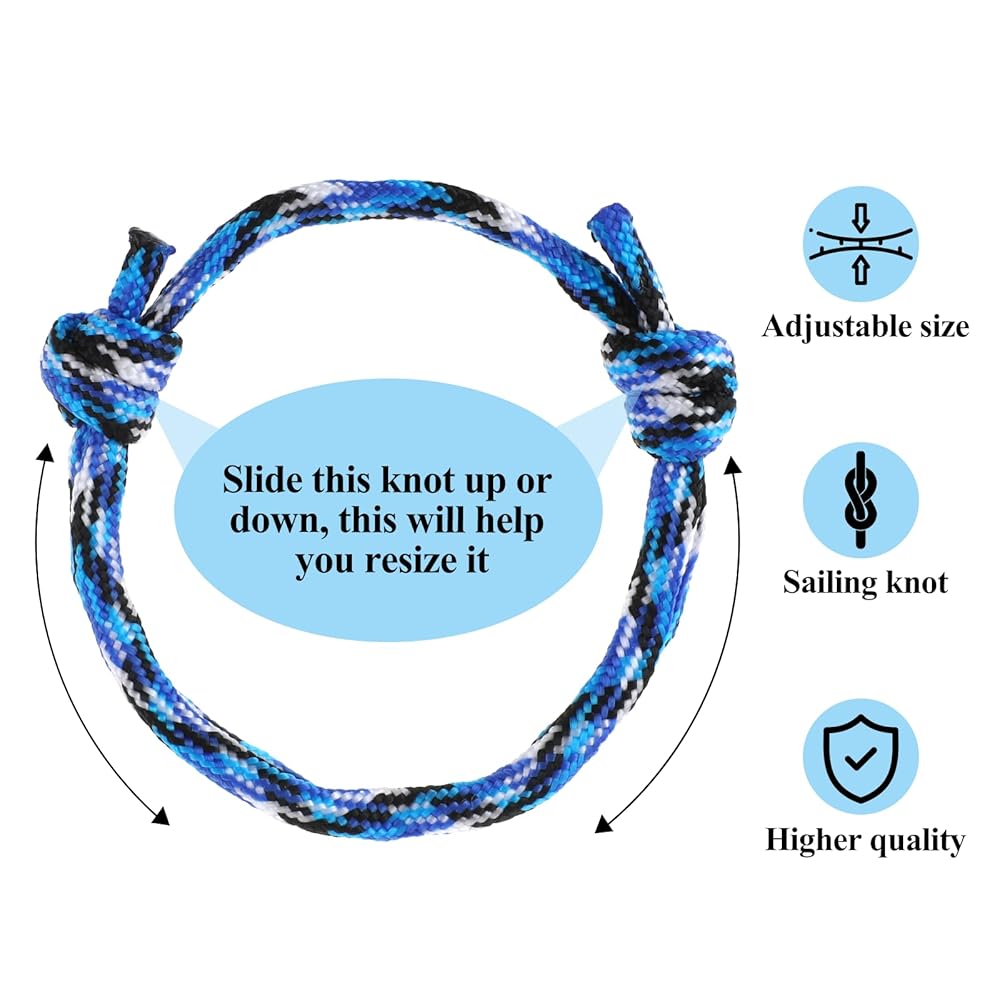 アクセサリー All Blues rope bracelet sizeS Amazon.com: 10 Pcs Nautical Braided Rope Bracelet Assorted