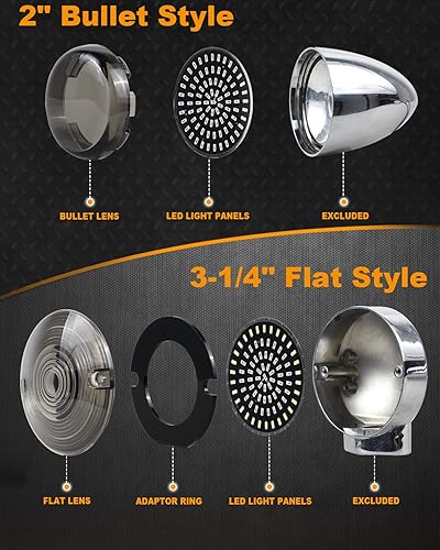 Miniatura 2 de NTHREEAUTO 1157 Señales direccionales LED delanteras y traseras, bala de 2 pulgadas + lente de luz de giro ahumada plana de 3-14 pulgadas compatible