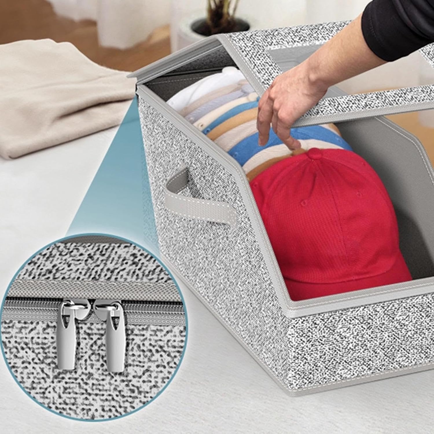 Baseball Hat Organizer Stackable Holder Case with Clear Window Lid