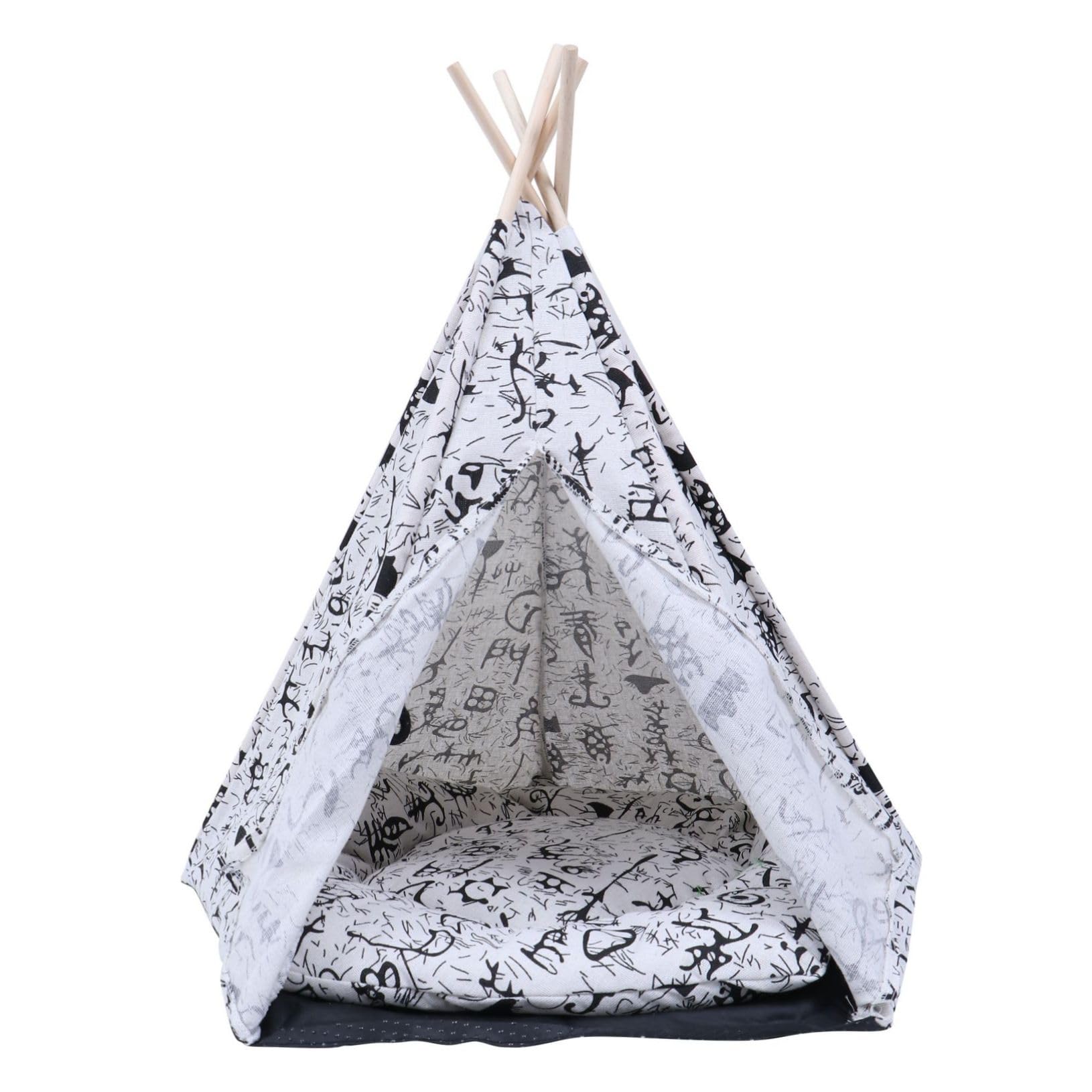 Tente pour animaux blanche TOYANDONA en tissu Oxford lavable avec coussin éponge confortable
