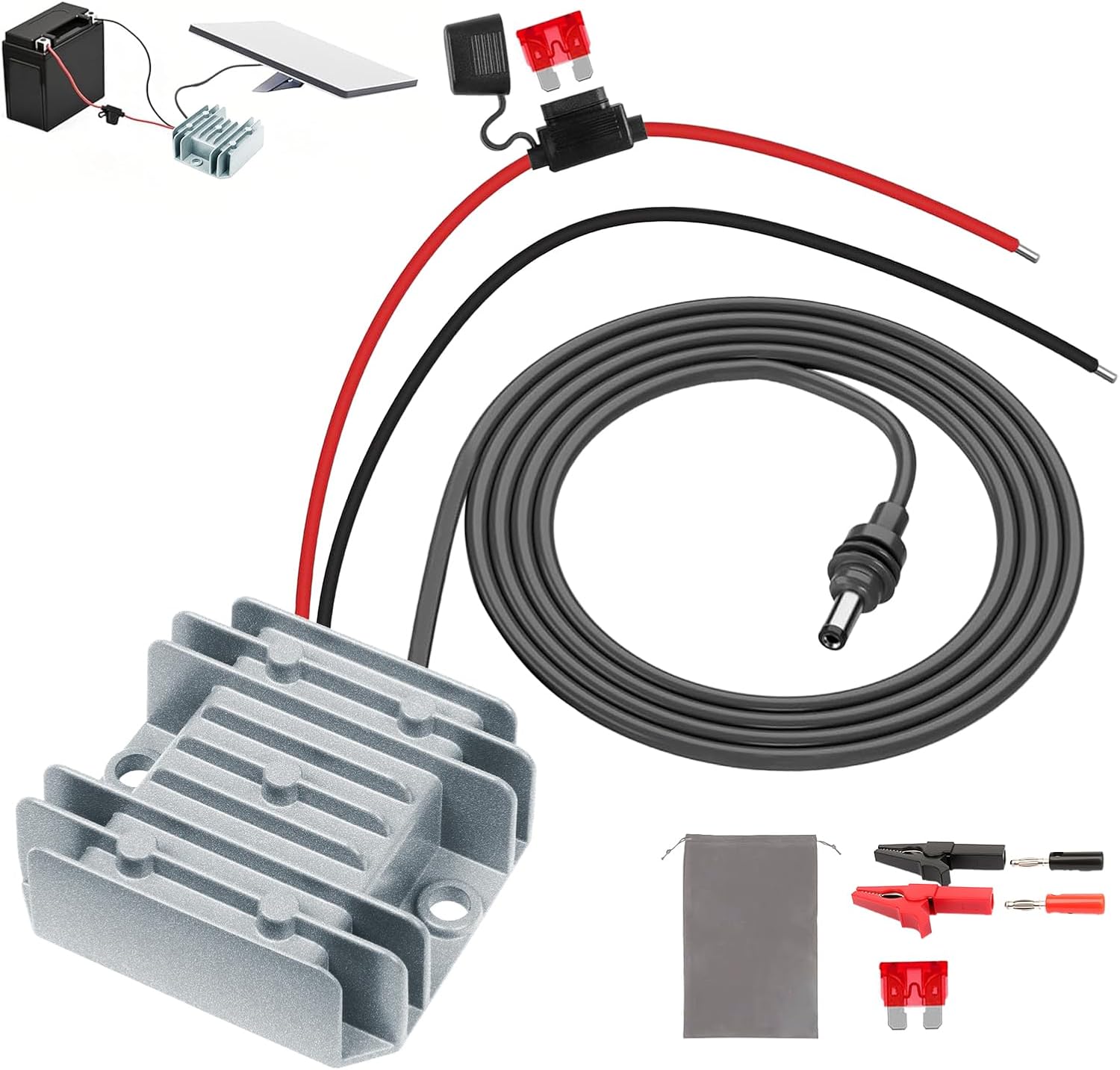 Starlink Mini Power Supply, 12V/24V Starlink Mini 12V Adapter Power Cable DC Step Up Converter to 30V 3.5A, Compatible with Battery/RV/Generator/Yacht/Solar Panels Off-Grid Power Solution with Fuse