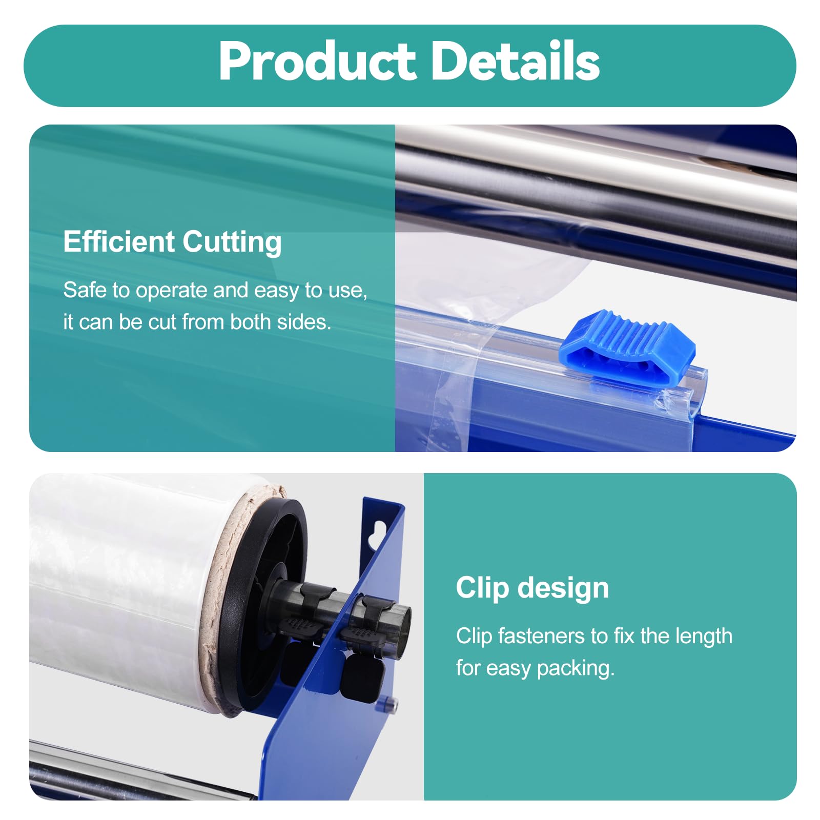 YJINGRUI Máquina envolvedora con dispensador de film estirable, Máquina envasadora manual de film deslizante, adecuada para películas de hasta 50 cm (19,5 pulgadas)