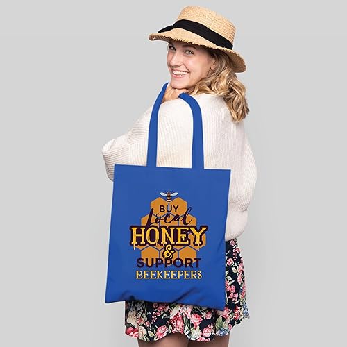 Miniatura 3 de Support Beekeepers with Cute Bee Themed Gift Illustrations and Lettering for All Ages Natural White Multicolor Canvas Tote Bag