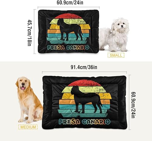 Vista 3 de Presa-Canario-Retro-Sunset-Pattern Washable Small Medium Dog Beds for Small Dogs, Warm Dog Crate Bed with Non-Slip Bottom for Dog Crate