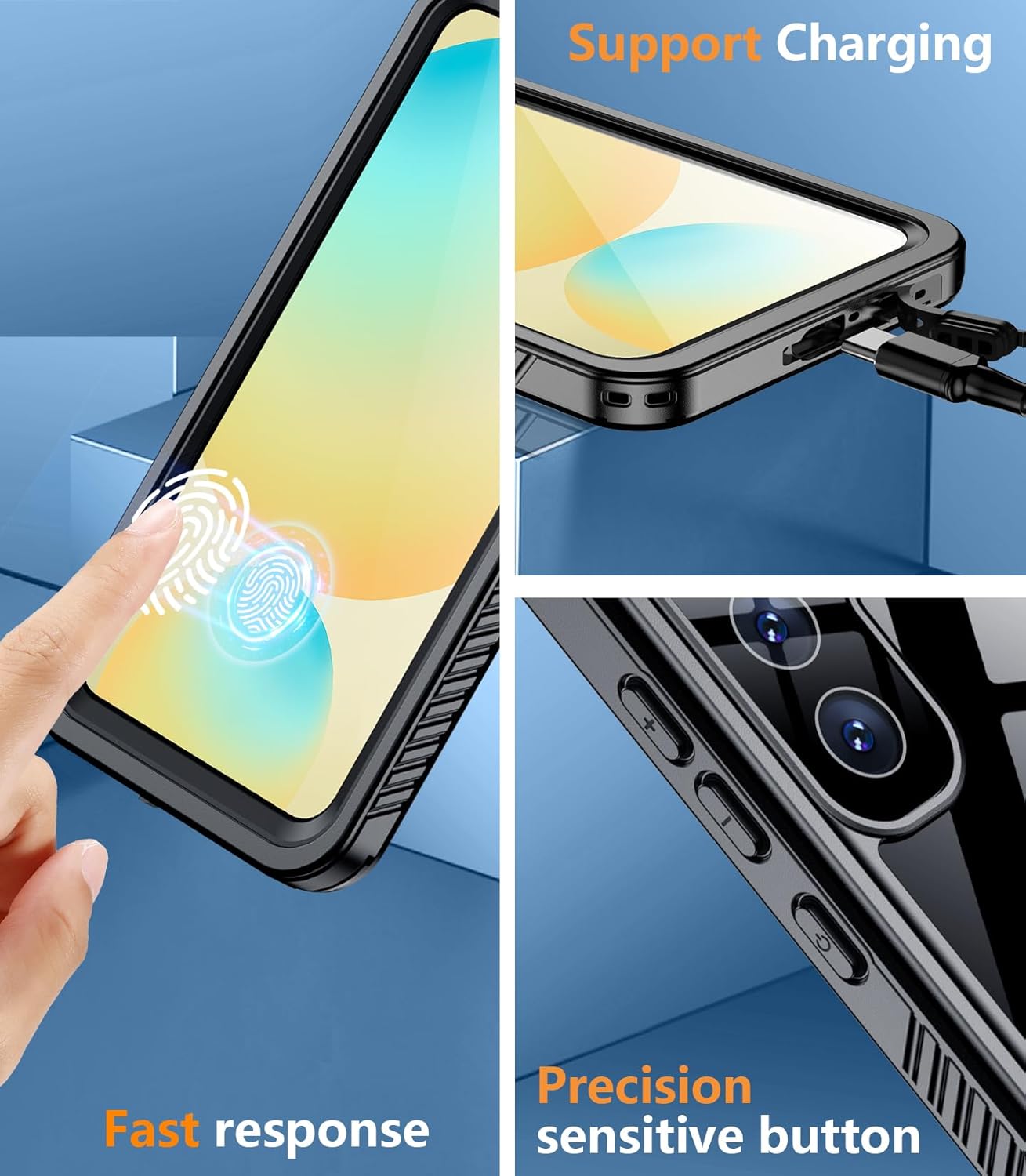 Temdan for Samsung Galaxy S24 FE Case Waterproof, [Military-Grade Drop Protection] [IP68 Underwater] Full Body Heavy Duty Rugged Shock-Proof Case for S24 FE 6.7 Inch Black - Image 5