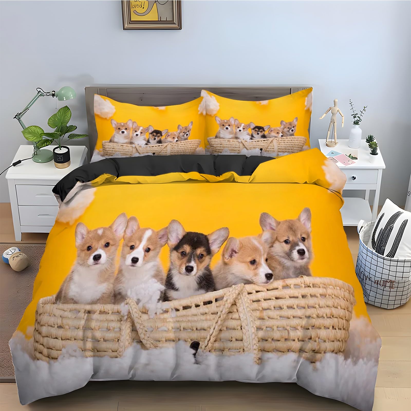 Housse de Couette 200x200 Animal Chiot pour Chambre Enfant et Ados Ambiance Cocooning kz2566
