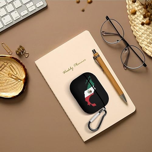 Miniatura 7 de Mapa de la bandera de México, compatible con AirPods Pro, funda protectora de auriculares de carga suave con llavero
