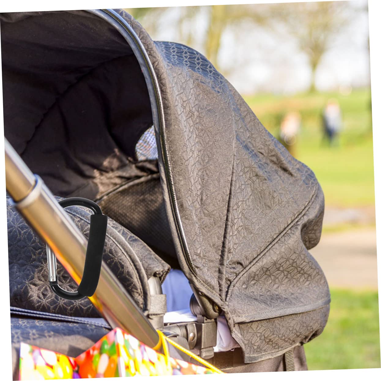 KOMBIUDA 3pcs Stroller Hooks for Shopping Bags Diaper Bags and More Carabiner Style Hangers for Strollers and Wheelchairs