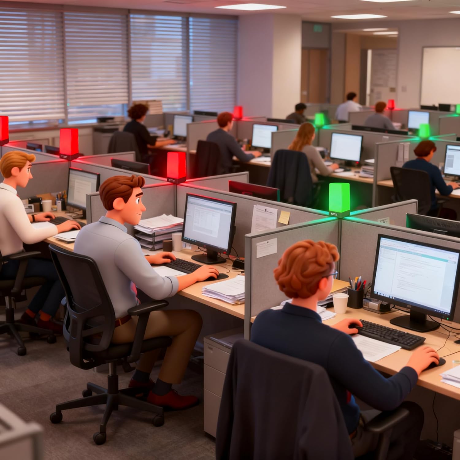 LED Busy Light Status Indicator Green Red Dimmable Lamp Brightness Adjustable Do Not Disturb Busylight for Office Desk, Remote Work, Insomnia Sleep Light