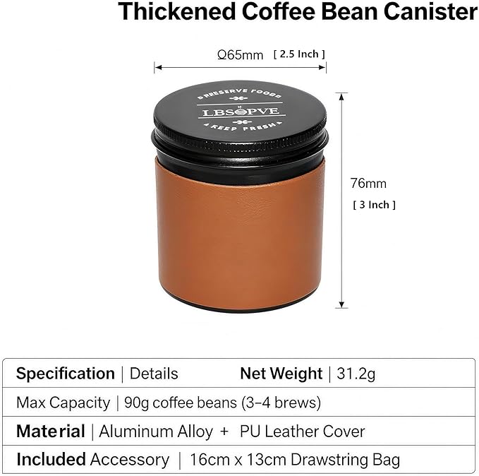 Frasco de Aluminio Hermético para Café, Té y Especias, Negro miniatura 2
